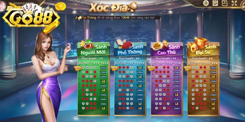 Giao diện xóc đĩa Go88 thiết kế đẹp, dễ thao tác

